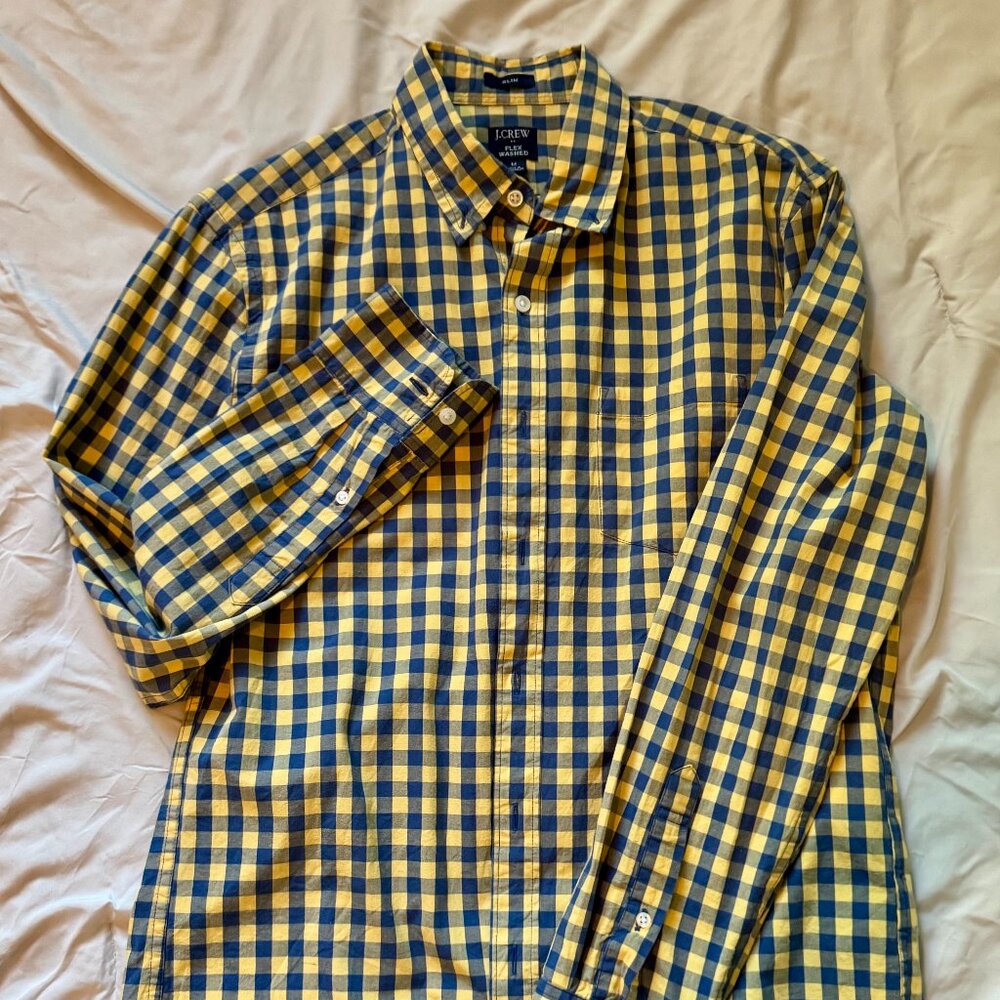 J. Crew Slim Untucked Flex Washed Button Down Shirt, Size Medium